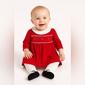 Little Me • NWT Red Baby Dress with White Collar RW1